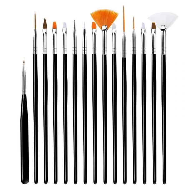 Penseel set 15 dlg Zwart