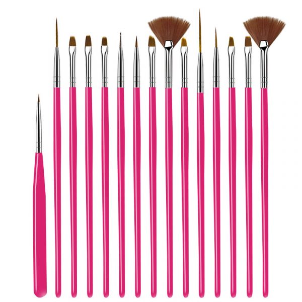 Penseelset 15 dlg Pink