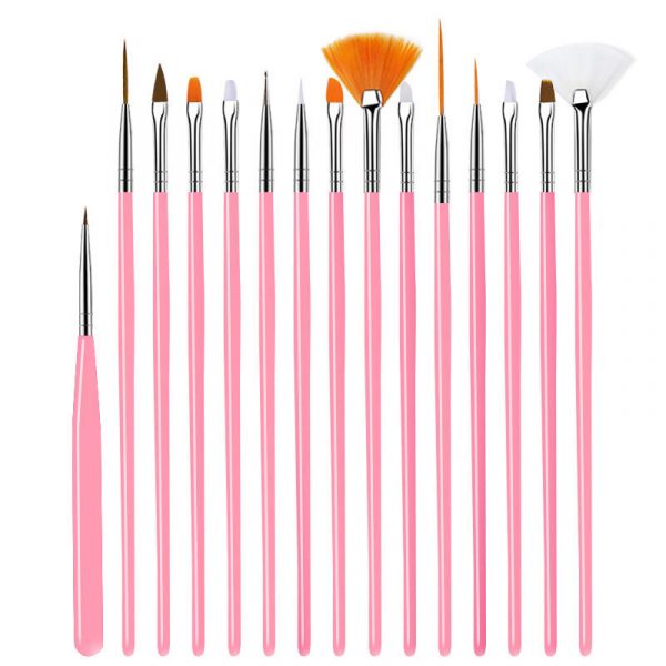 Penseel set 15 dlg Rose Pink