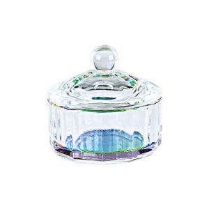 Dappendish glas met deksel rond gekleurd