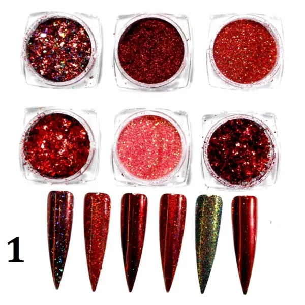Laser Nail Powder set van 6 st. 01