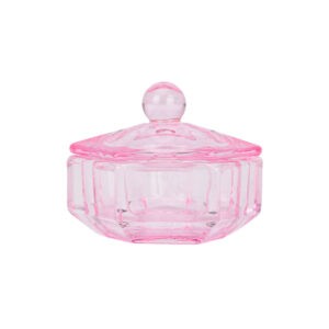 Dappendish glas met deksel rose