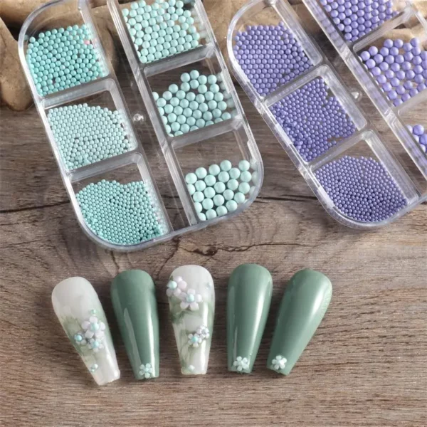 Nail Art Decoration Pearls Green - Afbeelding 4
