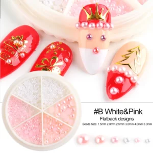 Nail Art Wheel Kerstmis wit - rose