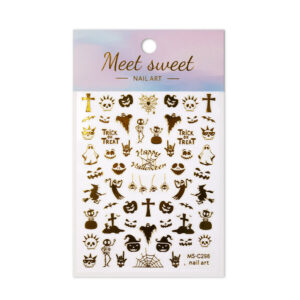 Dunne zelfklevende halloween nagelstickers MS-C298 goud