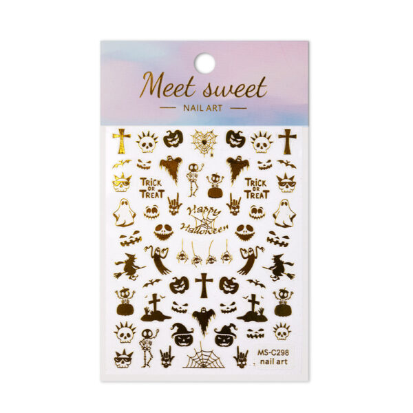 Dunne zelfklevende halloween nagelstickers MS-C298 goud