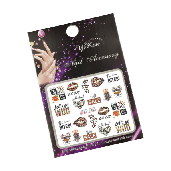 Nagelstickers op waterbasis met luipaardinscriptie BN-2282