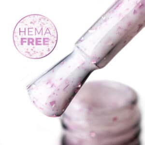 Melkachtige BIAB met paarse metallic vlokken Milk&Purple MollyLac HEMA Free TPO Free 10 gram