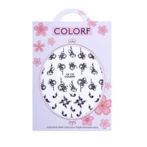 Nagelstickers, dun, zelfklevende patronen, ornamenten CB-176, zwart