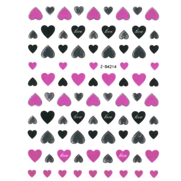 Dunne zelfklevende hartjes nagelstickers Z-D4214 neon roze