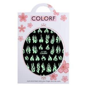 Dunne zelfklevende nagelstickers die gloeien in UV-licht en vlammensterretjes CY-028