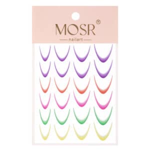 Franse zelfklevende nagelstickers met verloop, French ombre, smile line, kleurenmix, ca. 24 stuks.