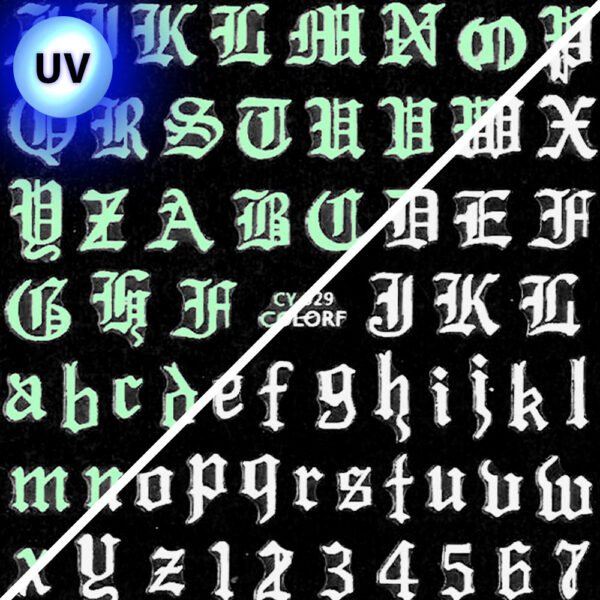 Nagelstickers dun zelfklevend UV-oplichtende letters CY-029 - Afbeelding 2