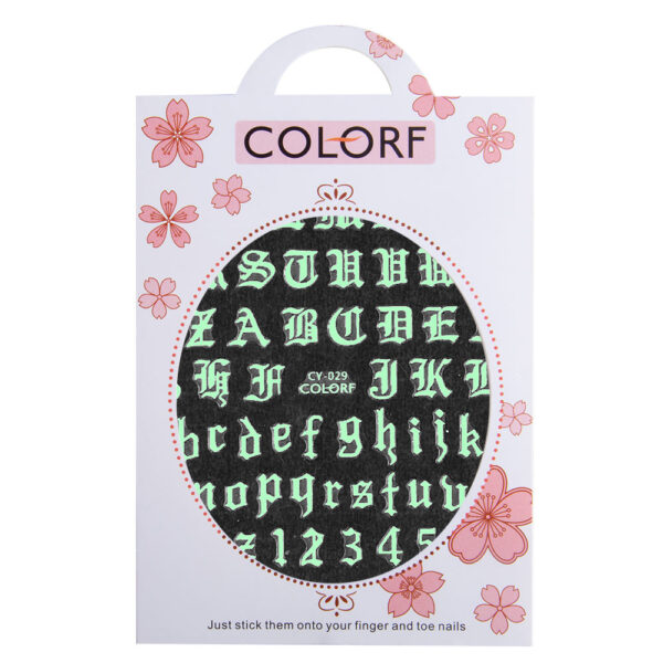 Nagelstickers dun zelfklevend UV-oplichtende letters CY-029